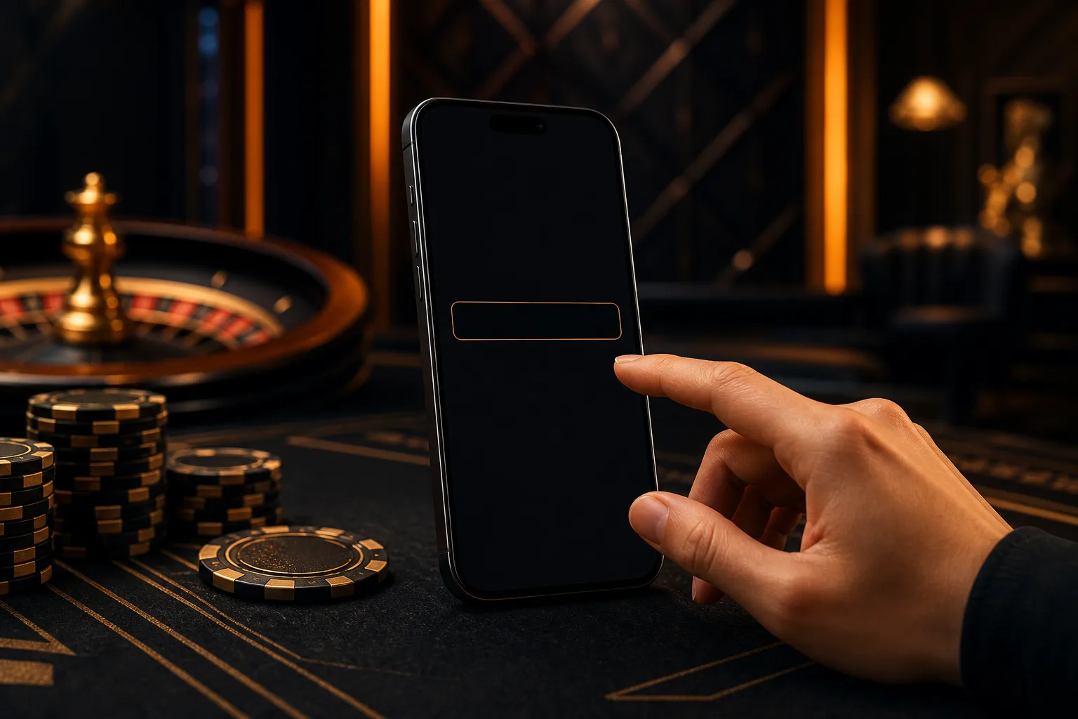 Blank smartphone field for entering a casino promotion code